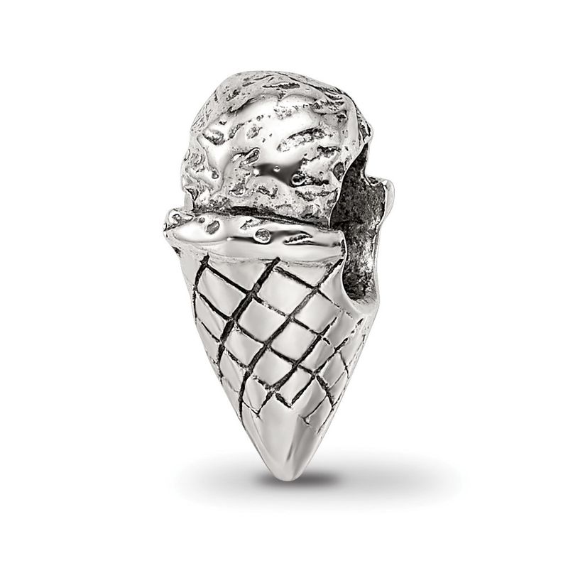 Kazi Luxury Sterling Silver Reflections Ice Cream Cone Bead 40$